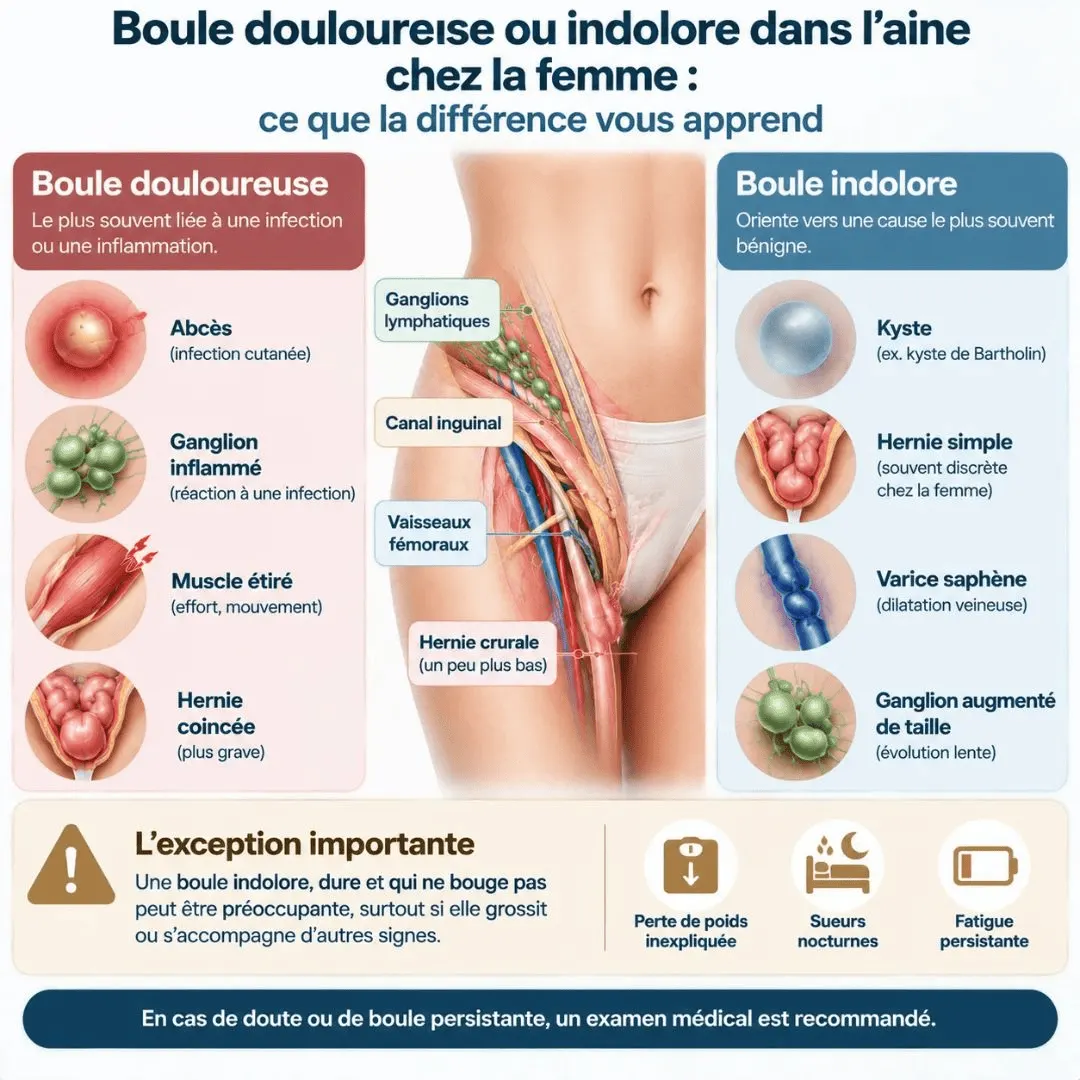 Boule dans l'aine chez la femme