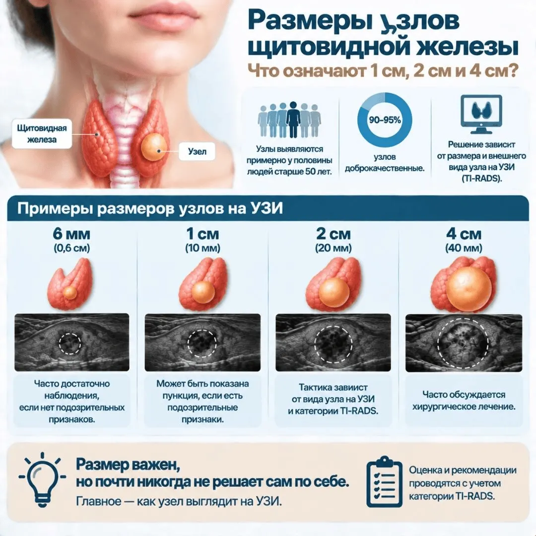 Размеры узлов щитовидной железы