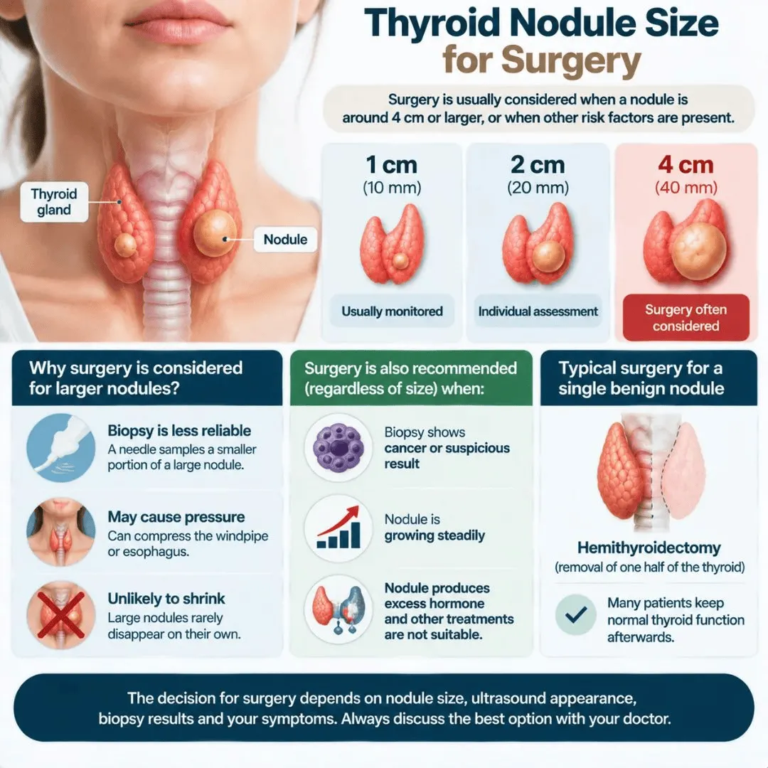 Thyroid nodule size for surgery