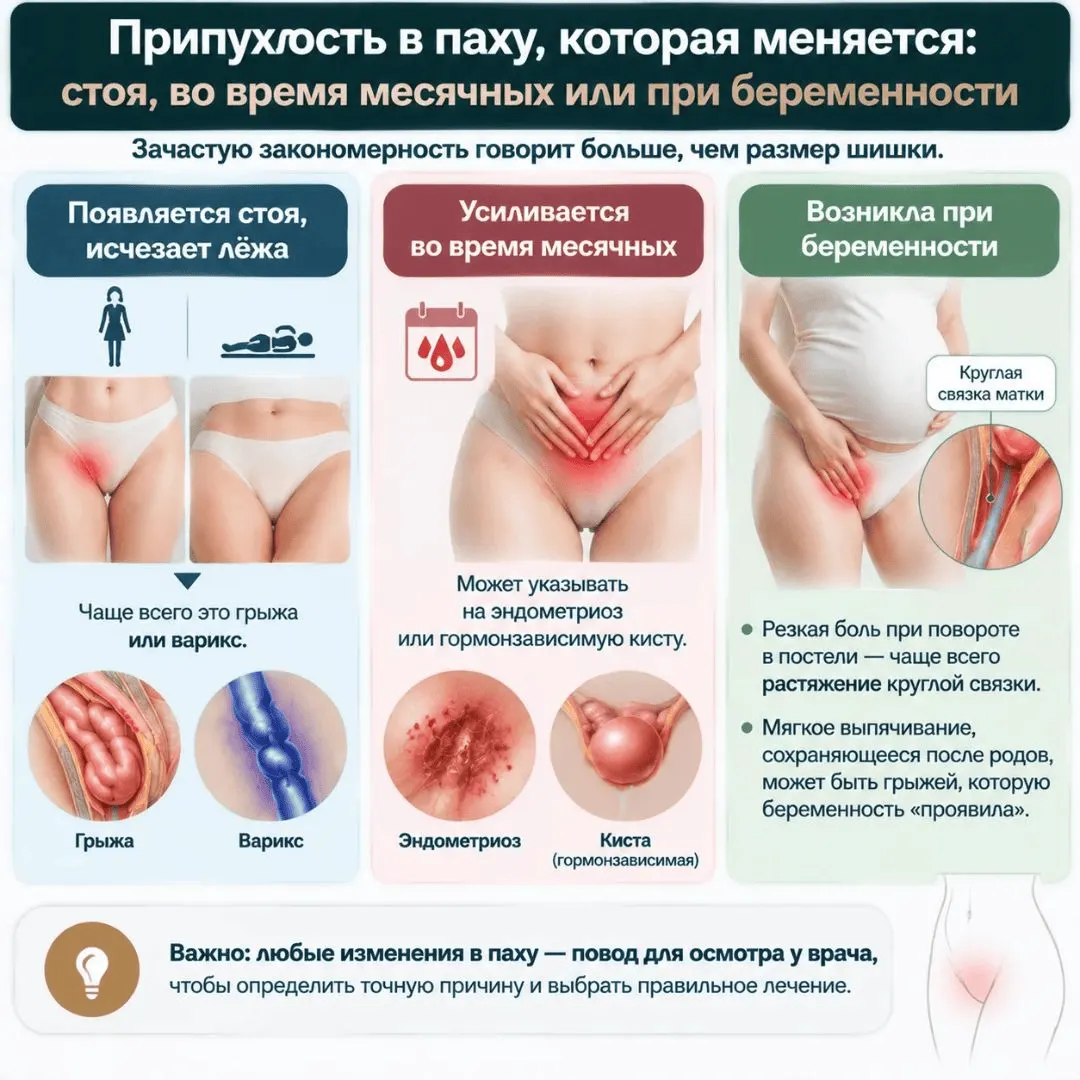 Уплотнение в паху у женщин